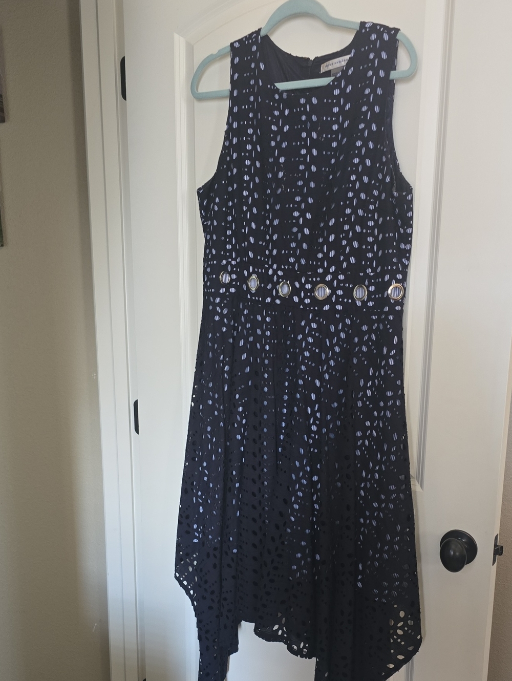 Peter Nygard Navy Blue Dress Size 16 Asymetrical Dress